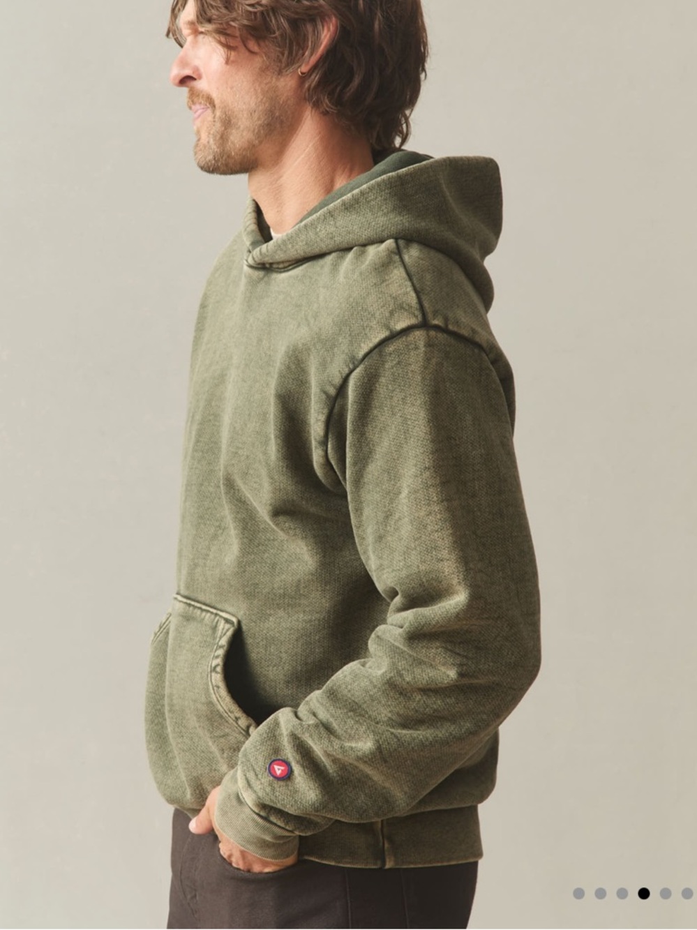 American Giant Unisex Vintage Mineral Wash Hoodie Pullover Olive green medium - Picture 4 of 12